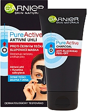 Маска-пленка от черных точек с активированным углем - Garnier Skin Naturals PureActive Peeling Mask Against The Black Dots — фото N1