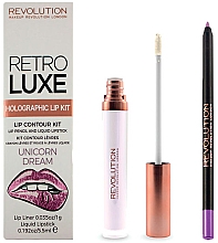 Духи, Парфюмерия, косметика Набор - Makeup Revolution Retro Luxe Holographic (lip/liner/1g + lipstick/5,5ml)