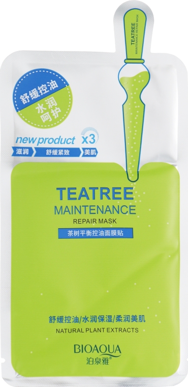 Маска тканевая с маслом чайного дерева - Bioaqua New Tea Tree Maintenance