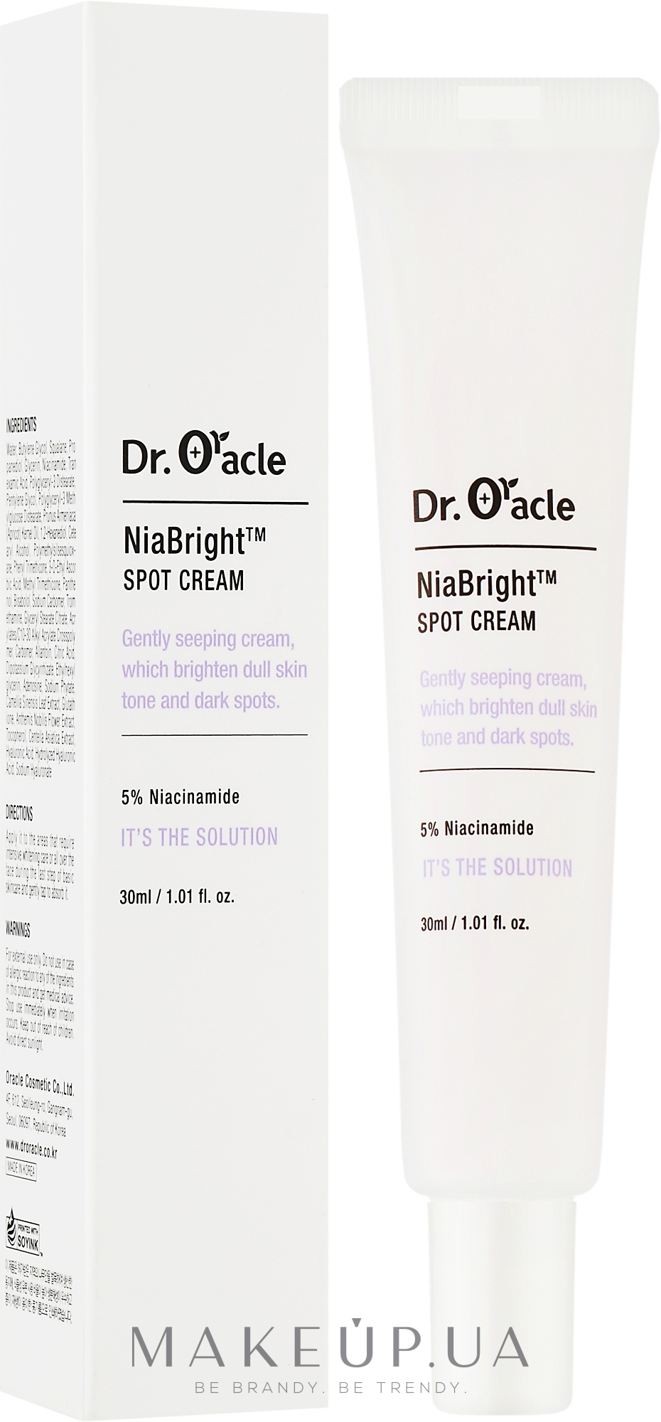Крем для обличчя точковий, освітлювальний - Dr. Oracle Nia Bright Spot Cream  — фото 30ml