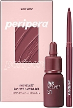 Духи, Парфюмерия, косметика Набор - Peripera Ink Velvet + Lip Liner Set Wine Nude (tint/4g + lip/liner/0.3g)