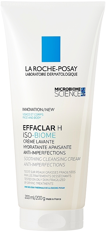 Очищувальний заспокійливий зволожувальний крем-гель для зневодненої чутливої шкіри обличчя та тіла, схильної до недоліків - La Roche-Posay Effaclar H Iso Biome * — фото N1