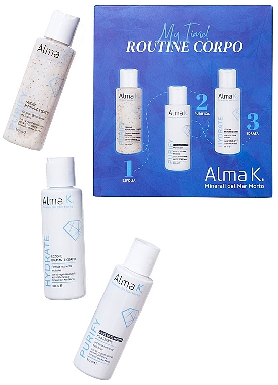 Набор - Alma K. My Time! Body Care Routine Kit (sh/gel/100 ml + soap/100 ml + b/lot/100 ml) — фото N3