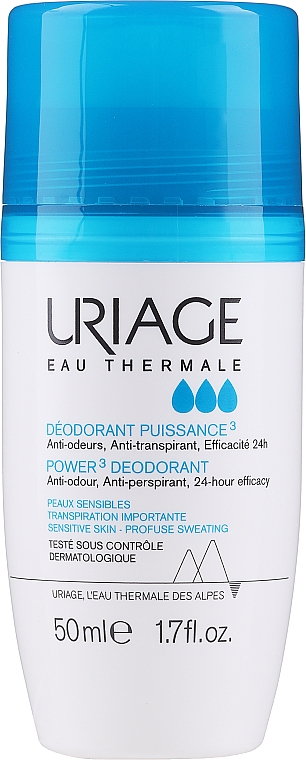 Шариковый дезодорант тройного действия - Uriage Power 3 Deodorant 