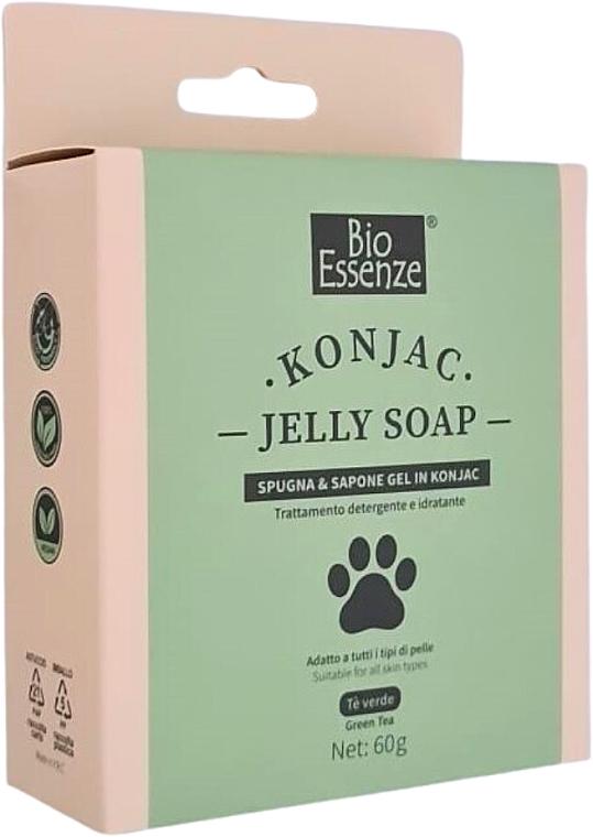 Набір - Bio Essenze Jelly Soap Te Verde (sponge/1pcs + soap/60g) — фото N1