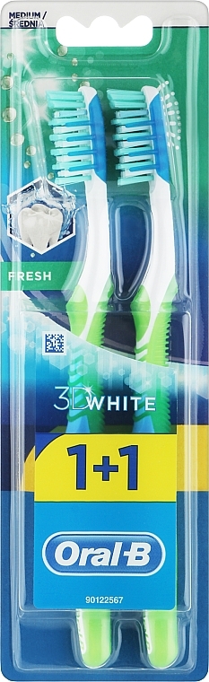 Набор зубных щеток, 40 средней жесткости, салатовая + салатовая - Oral-B Advantage 3D Fresh — фото N1