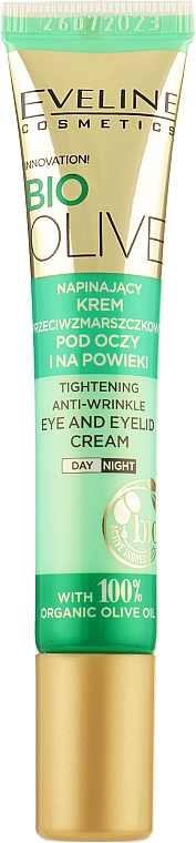 Крем проти зморщок навколо очей - Eveline Cosmetics Bio Olive Tightening Anti-Wrinkle Eye And Eyelid Cream — фото N1