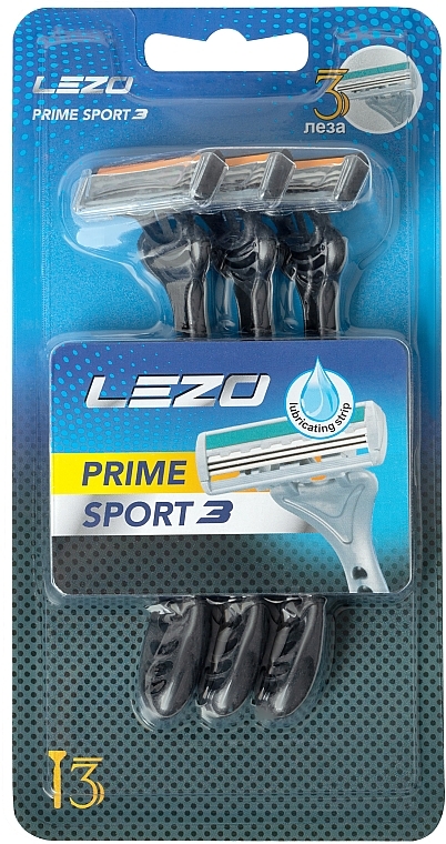 Одноразовый бритвенный станок с тремя лезвиями, 3шт - Lezo Prime Sport 3 — фото N1