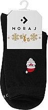 Духи, Парфюмерия, косметика Носки женские длинные с рождественской вышивкой, черные с Сантой - Moraj
