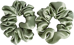 Парфумерія, косметика Набір резинок з натурального шовку, розмір M, світло-зелений - de Lure Scrunchie Set