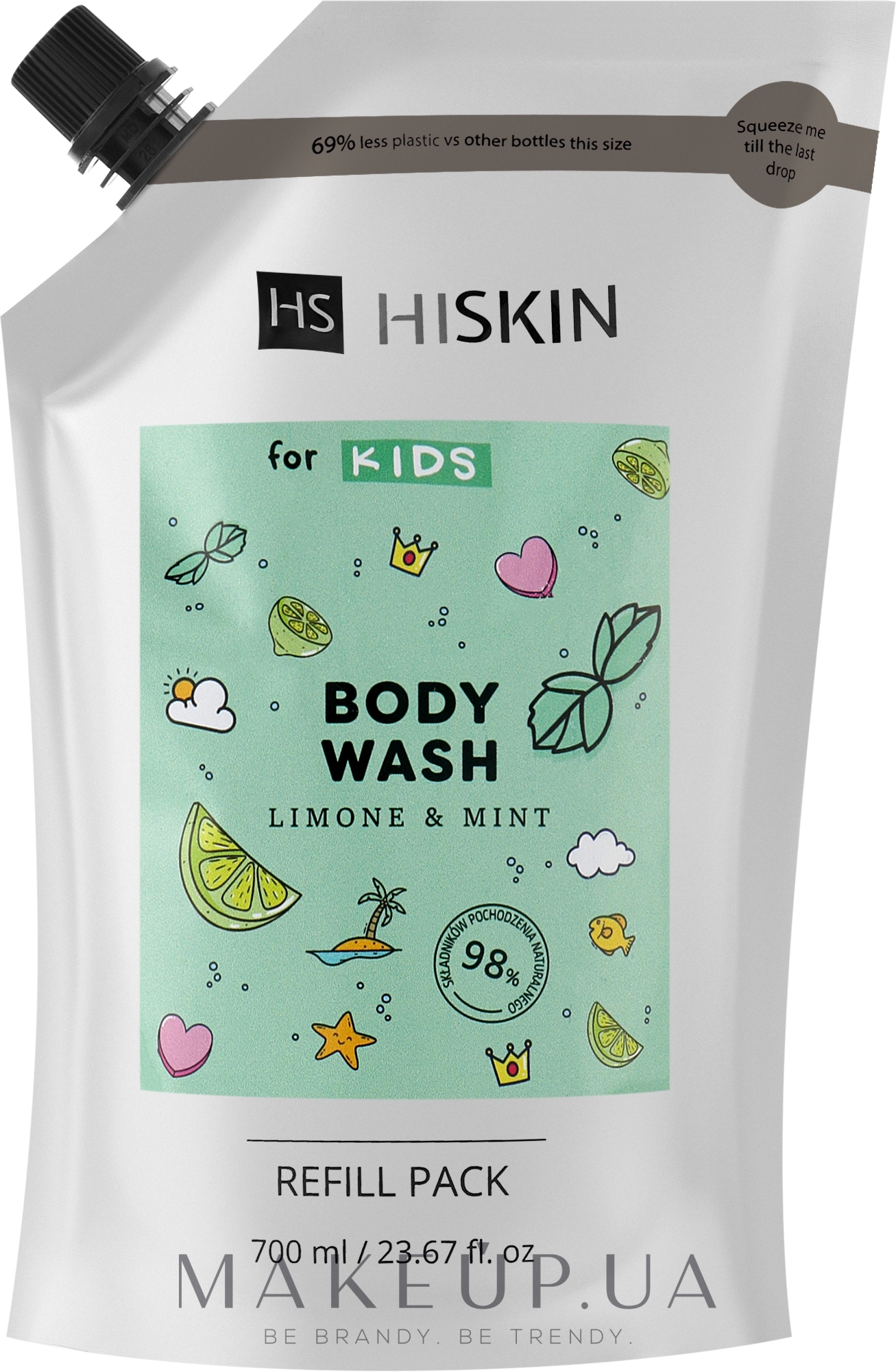 Детский гель для душа "Лимон и мята" - HiSkin Kids Body Wash Limone & Mint (запасной блок) — фото 700ml