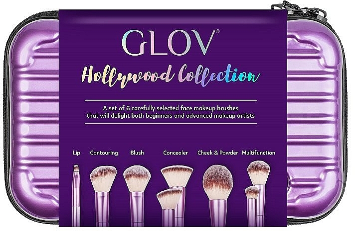 Набор кистей для макияжа в чехле, 6 шт. - Glov Hollywood Collection — фото N2