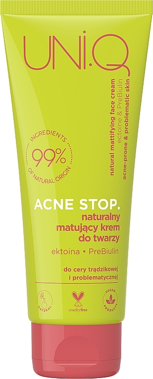Натуральный матирующий крем для лица - UNI.Q Acne Stop Natural Mattifying Face Cream — фото N1