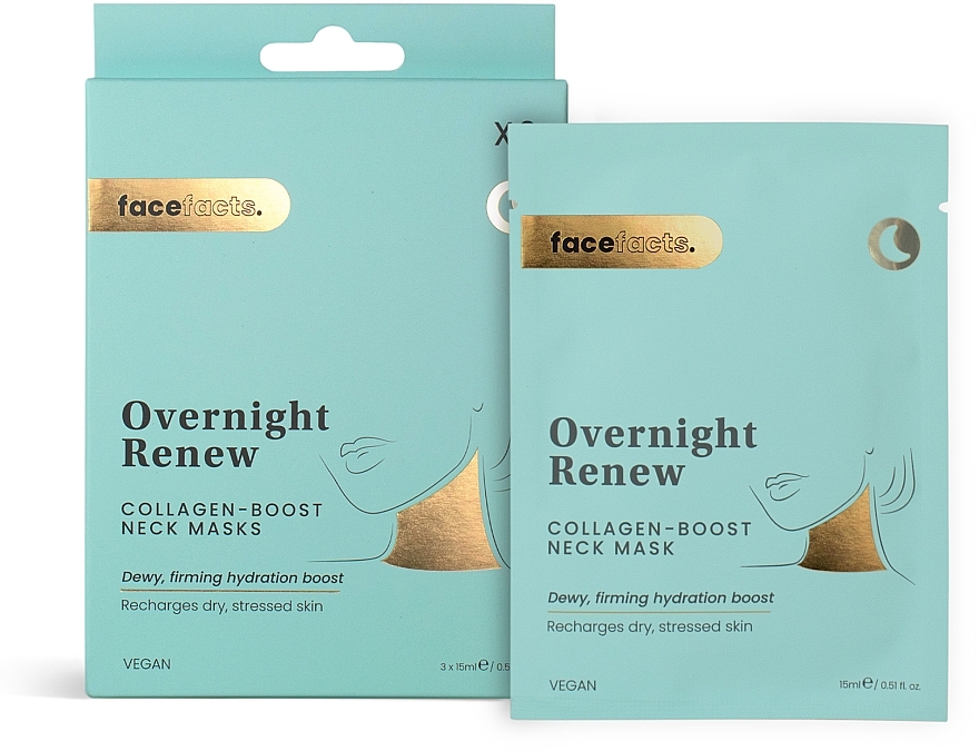 Колагенова маска для шиї - Face Facts Overnight Renew Collagen-Boost Neck Mask — фото N1