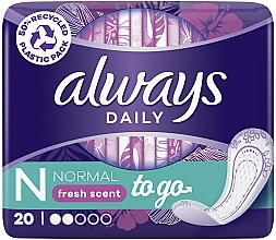 Щоденні гігієнічні прокладки, 20 шт. - Always Dailies Fresh Scent Singles To Go Panty Liners — фото N1