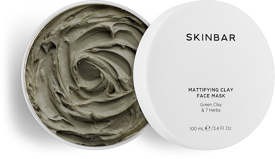 Маска для обличчя матуюча із зеленою глиною та 7 трав'яними екстрактами - SKINBAR Green Clay & 7 Herbs Face Mask