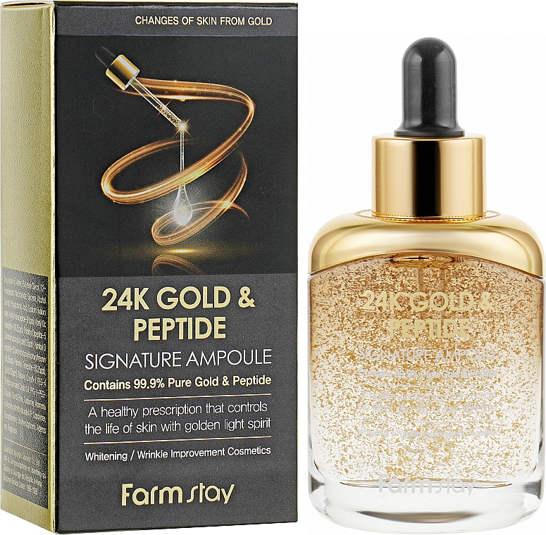 Ампульная сыворотка для лица - FarmStay 24K Gold and Peptide Signature Ampoule — фото N2