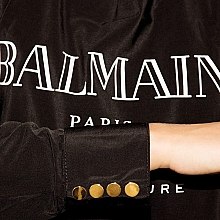 Пеньюар тканинний, чорний із золотими гудзиками - Balmain Luxurious Cutting Cape — фото N2