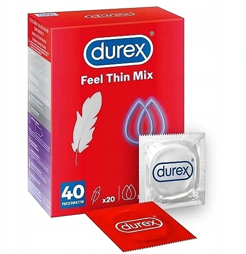 Набор презервативов, 40 шт - Durex Feel Thin Mix — фото N1