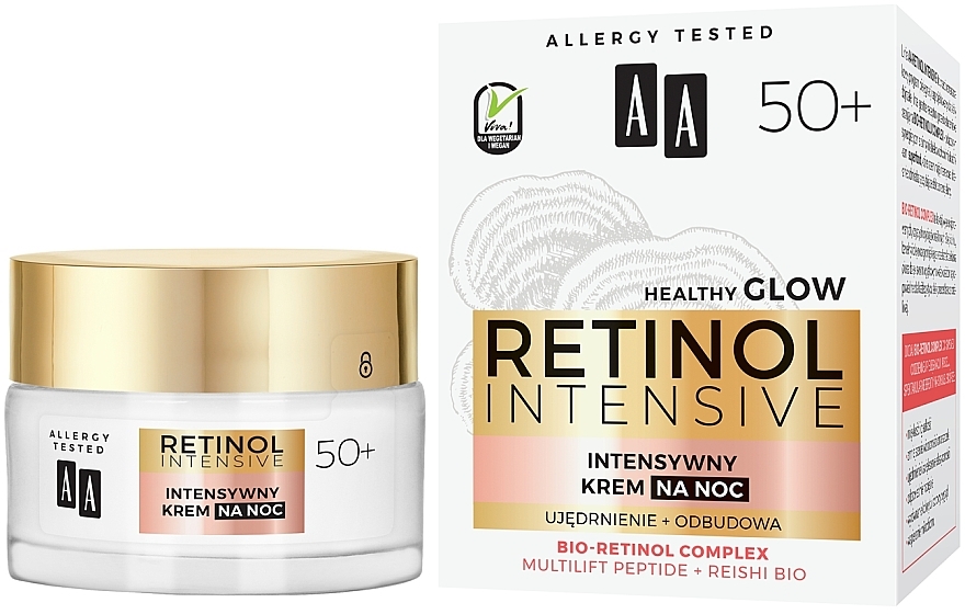 Інтенсивний нічний крем для обличчя 50+ - AA Cosmetics Retinol Intensive Healthy Glow 50+ Night Cream