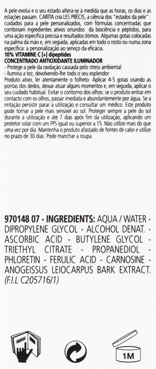 Антиоксидантна сироватка для обличчя - Carita Les Precis 10% Vitamine C [+] Dipeptides Concentre — фото N3