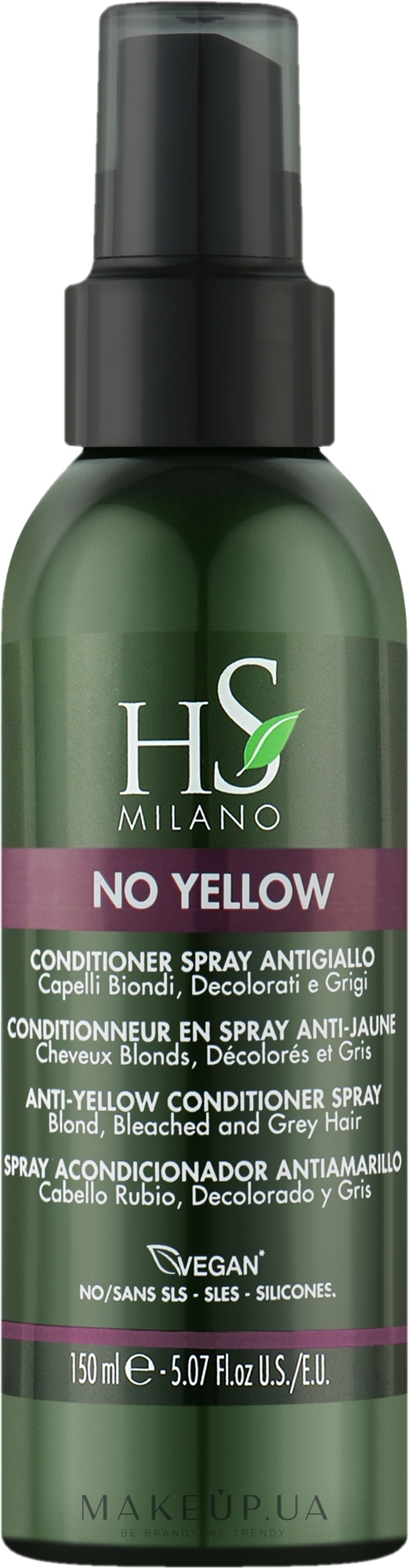 Спрей проти жовтизни для блонда, освітленого та сивого волосся - Hs Milano No Yellow Spray — фото 150ml