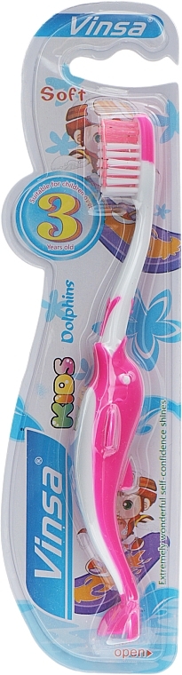 Детская зубная щетка "Дельфин", розовая - Vinsa  — фото N1