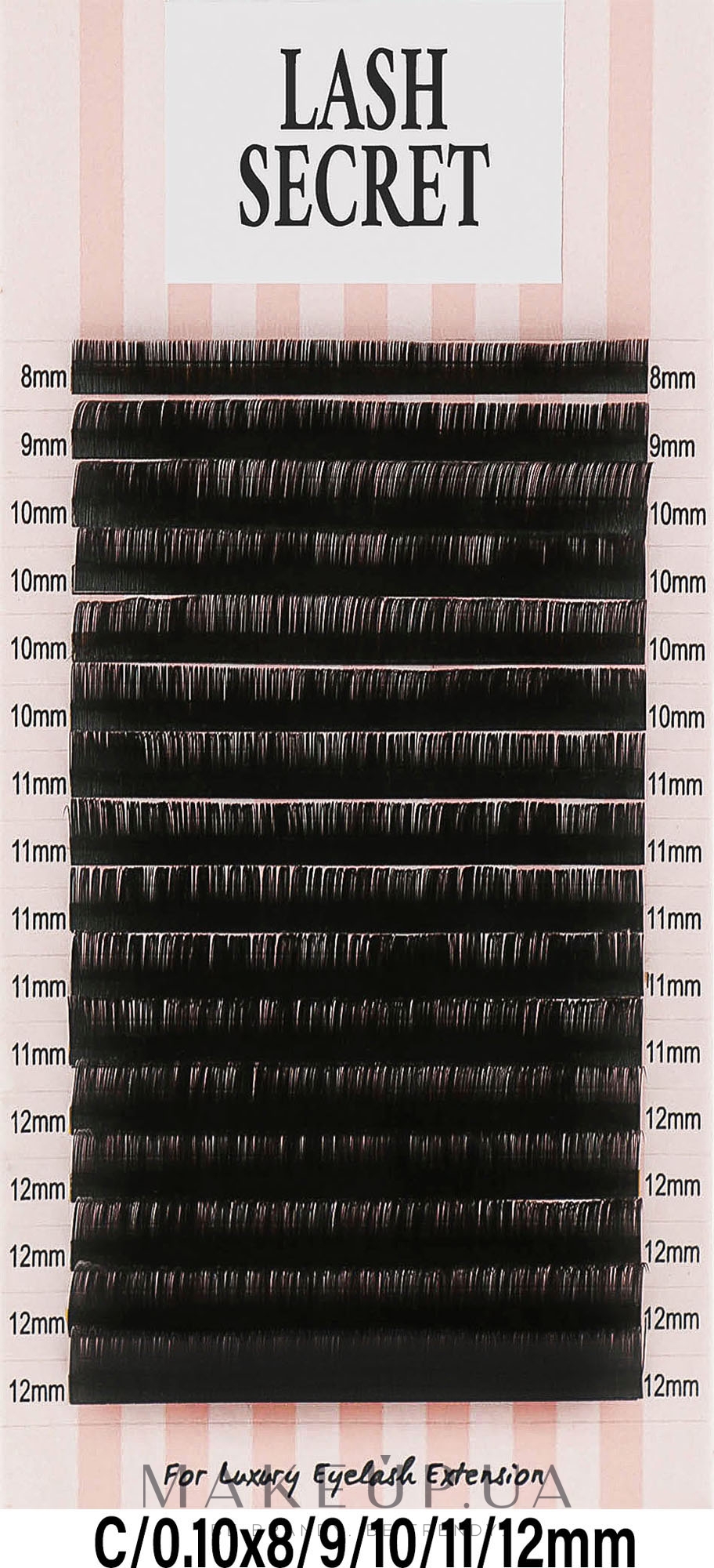 Накладные ресницы, черные, 16 линий (mix, 0,1, C, 8-12) - Lash Secret — фото 1уп