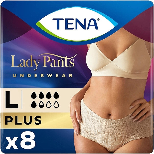 Урологічні труси для жінок Lady Pants Plus L, кремові, 8 шт. - Tena — фото N1