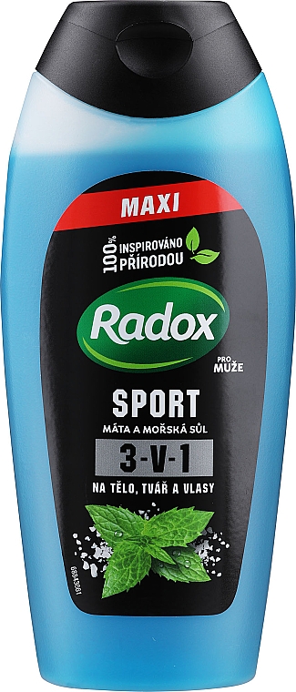 Гель для душу 3 в 1 "М'ята і морська сіль" - Radox Men XXL Sport 3in1 Shower Gel — фото N1
