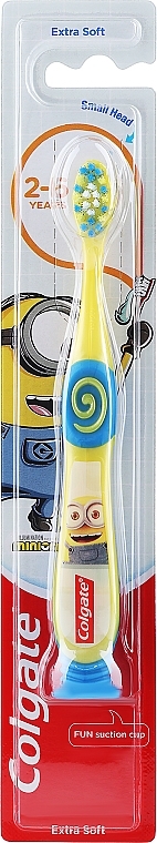 Детская зубная щетка, 2-6 лет, желто-синяя, миньоны 2 - Colgate Smiles Kids Extra Soft — фото N1