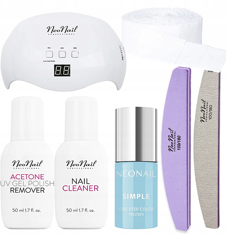 Набор - NeoNail Professional Simple One Step Basic Starter Set (n/polish/7.2g + lamp + n/cln/50ml + rem/50ml + accessories) — фото N8