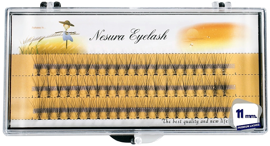 Накладные ресницы пучковые C 11 мм, 60 шт. - Nesura Eyelash Premium — фото N1
