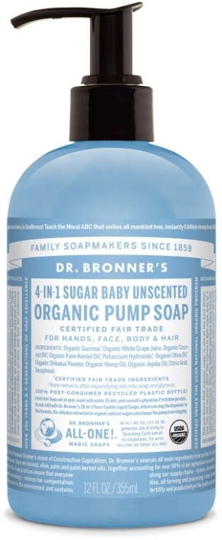 Цукрове рідке мило для дітей - Dr. Bronner’s Organic Sugar Soap Baby-Mild — фото N1