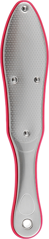 Лазерна тертка для ніг двостороння FL-05, металева повністю з прогумованими вставками, рожева - Beauty LUXURY — фото N1