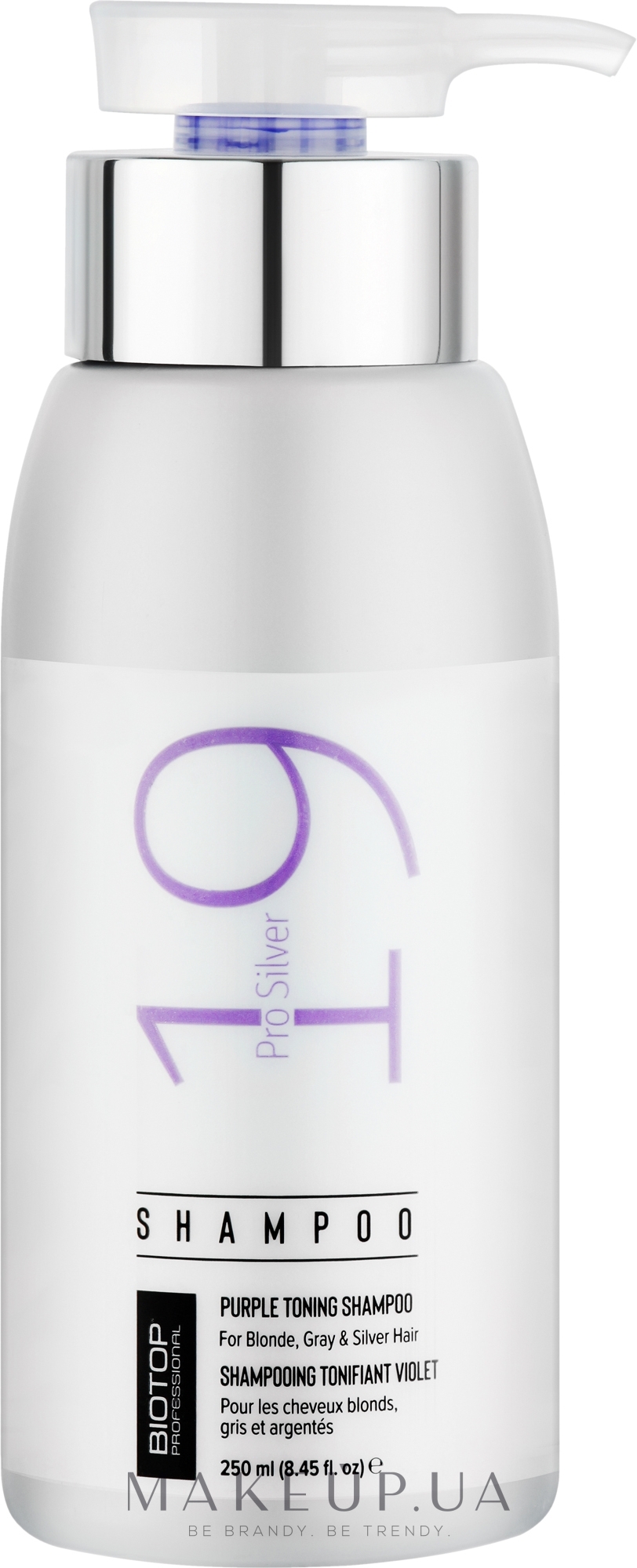 Шампунь антижелтый для волос - Biotop 19 Pro Silver Shampoo — фото 250ml