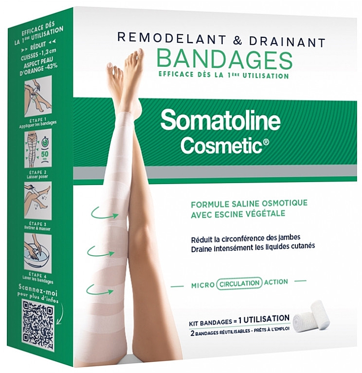 Бандажі для ніг - Somatoline Cosmetic Remodeling and Draining Kit 2 Bandages — фото N1