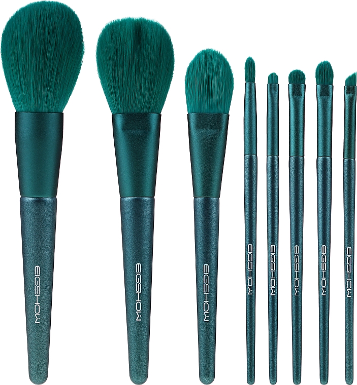 Набор кистей для макияжа, 8 шт. - Eigshow Beauty Jade Green Brush Kit With Bag — фото N1