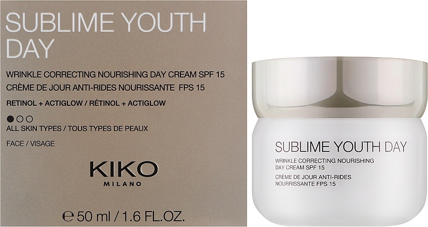 Живильний денний крем для обличчя - Kiko Milano Sublime Youth Day Cream SPF15 — фото N2