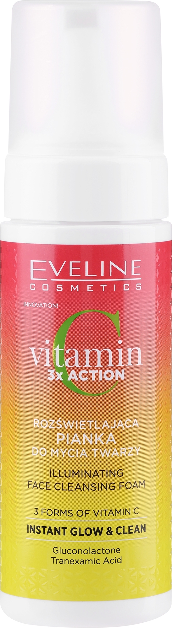 Очищувальна пінка для обличчя - Eveline Cosmetics Vitamin C 3x Action Illuminating Face Cleansing Foam — фото 150ml