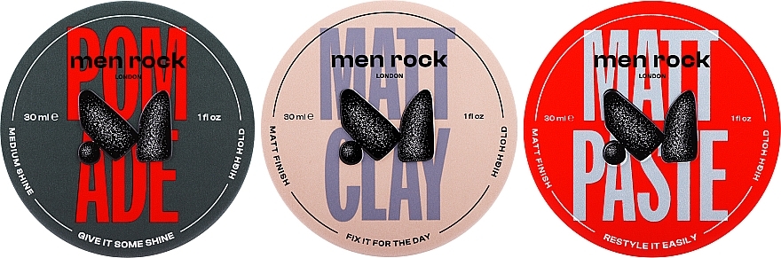 Набір - Men Rock Hair Deal (clay/30ml + paste/30ml + pomade/30ml) — фото N2