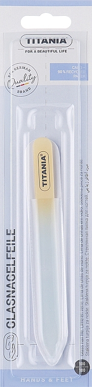 Стеклянная пилочка для ногтей, желтая - Titania Nail File — фото N1