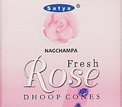 Пахощі конуси "Свіжа троянда" - Satya Fresh Rose Dhoop Cones — фото N1