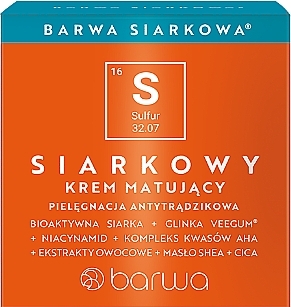 Матувальний крем із сіркою для обличчя - Barwa Siarkowa Cream — фото N1