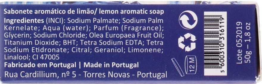 Натуральне мило "Лимон" - Essencias De Portugal Senses Lemon Soap Fado — фото N2