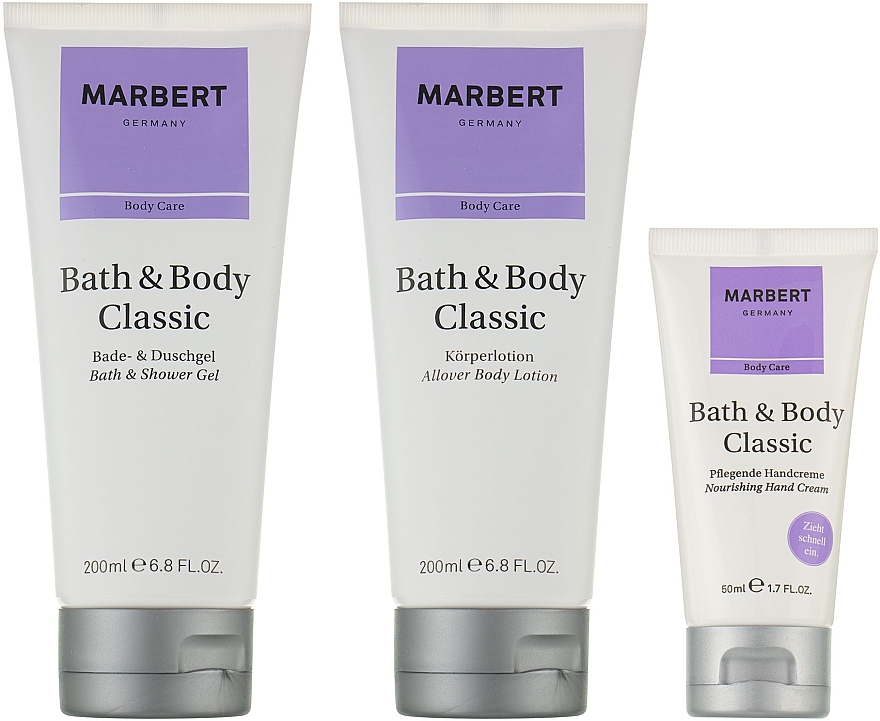 Marbert Bath & Body Classic - Набір (sh/gel/200ml + h/cr/50ml + b/lot/200ml) — фото N2