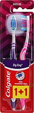 Парфумерія, косметика Зубна щітка "Зигзаг плюс" середня, рожева+фіолетова - Colgate Zig Zag Plus Medium