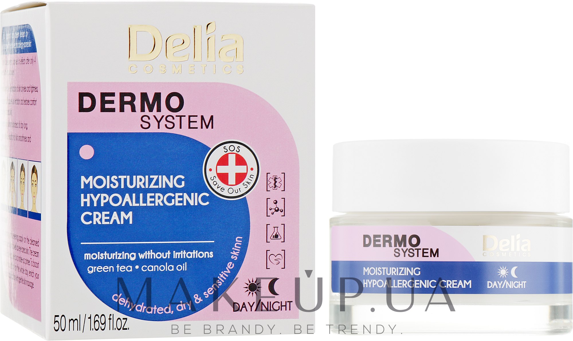Крем для лица, увлажняющий, гипоаллергенный - Delia Dermo System Moisturizing Hypoallergenic Cream — фото 50ml