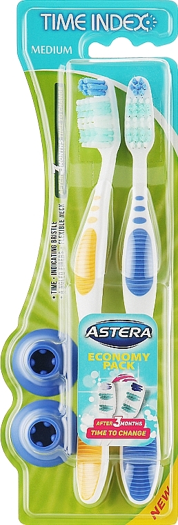 Зубная щетка с индикатором времени, желтая + синяя - Astera Time Index Toothbrush — фото N1