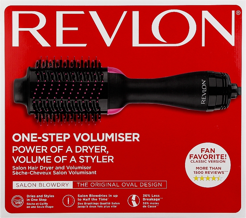 Щетка-фен для волос - Revlon One-Step Volumiser New Edition Black/Pink — фото N1